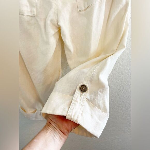 Anthropologie Level 99 Linen utility cargo baggy culottes in cream 28 - Picture 4 of 8